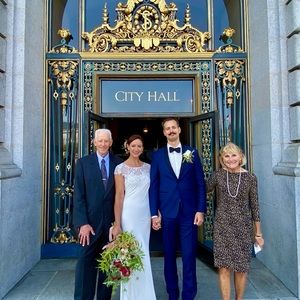 Ivory silk classic wedding dress